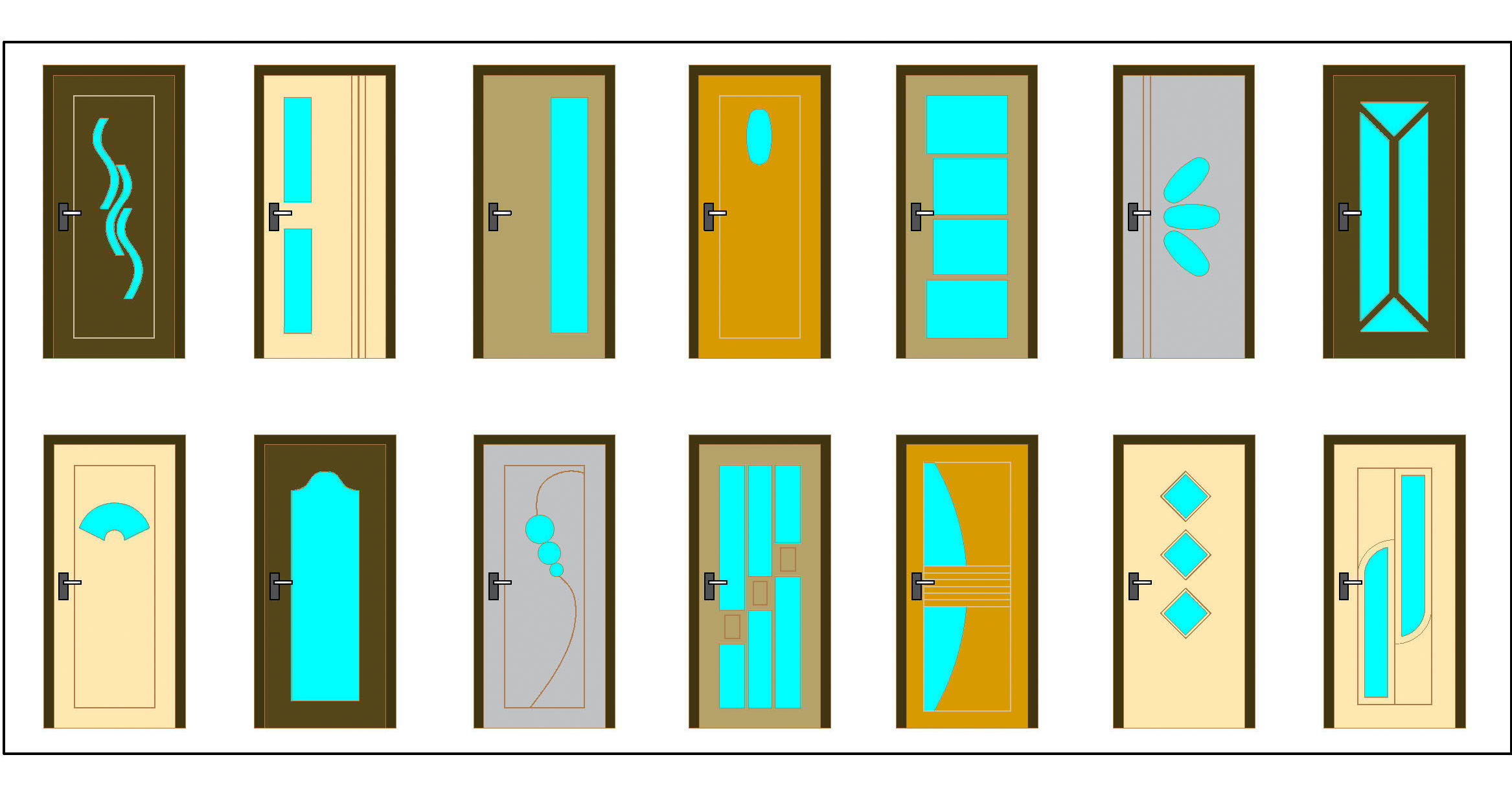 Wood and Glass Door CAD Blocks in AutoCAD DWG